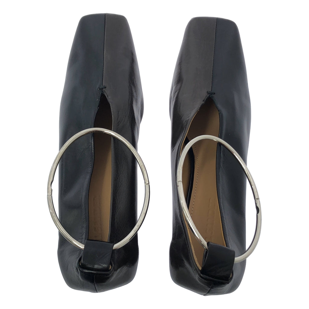 【成色極佳】JIL SANDER | 雙色踝環方頭高跟鞋 | 35碼 | 黑色/深棕色 | 女款