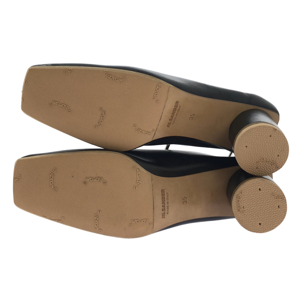 【成色極佳】JIL SANDER | 雙色踝環方頭高跟鞋 | 35碼 | 黑色/深棕色 | 女款