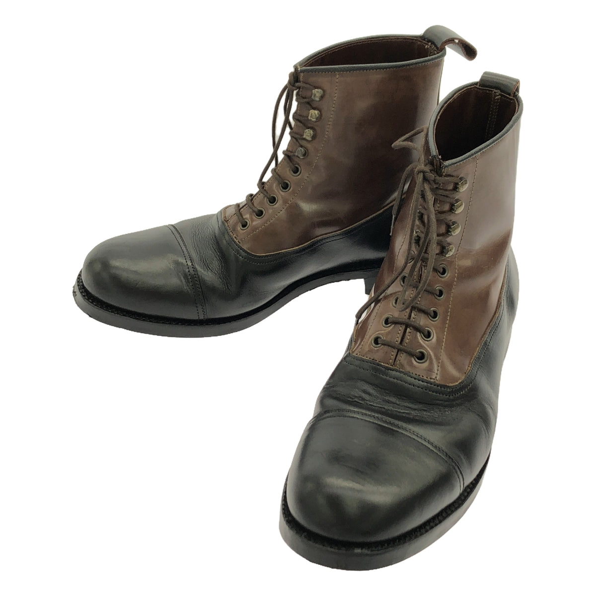 JOHN ALEXANDER SKELTON | Leather Bicolor Lace-up Boots | 9E | Black/Brown | Men's