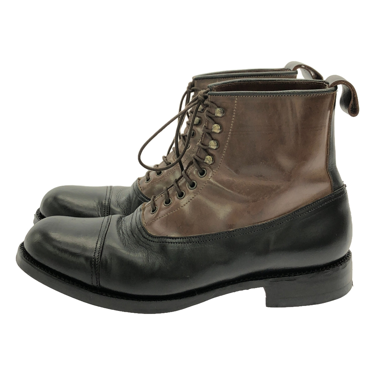 JOHN ALEXANDER SKELTON | Leather Bicolor Lace-up Boots | 9E | Black/Brown | Men's