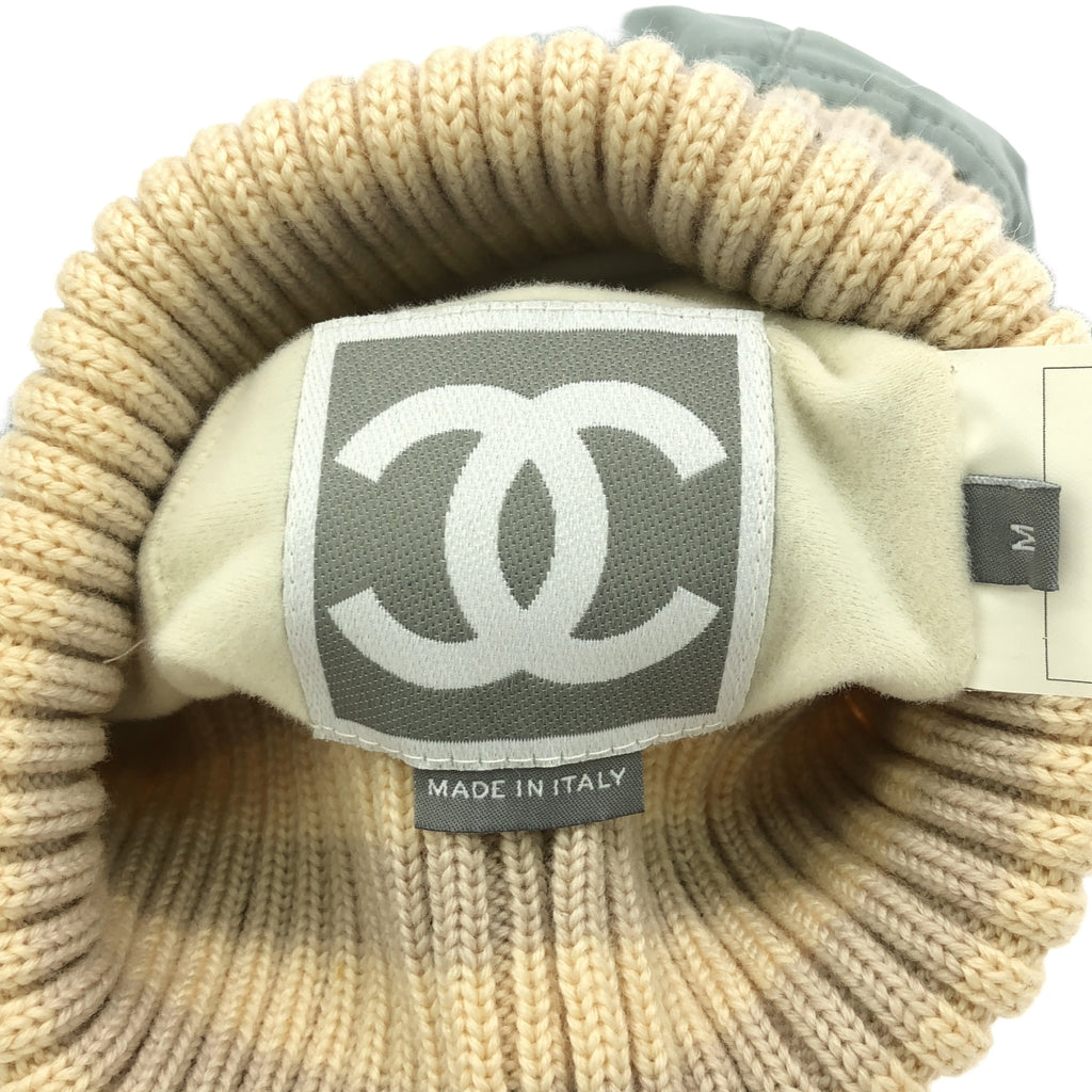 【美品】  CHANEL / シャネル | スポーツライン ココマーク ニットキャップ | M | ライトブルー / ベージュ / ホワイト / グレー | レディース