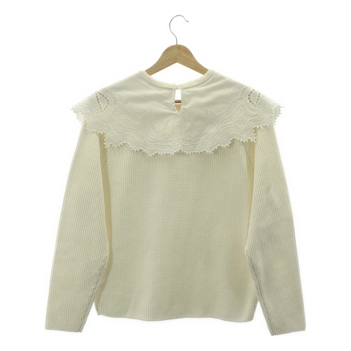 [狀況極佳] Tomorrowland BALLSEY | 2022 春夏 | 棉質聚酯羊毛百合花邊領套頭衫 | S 碼 | 白色 | 女款