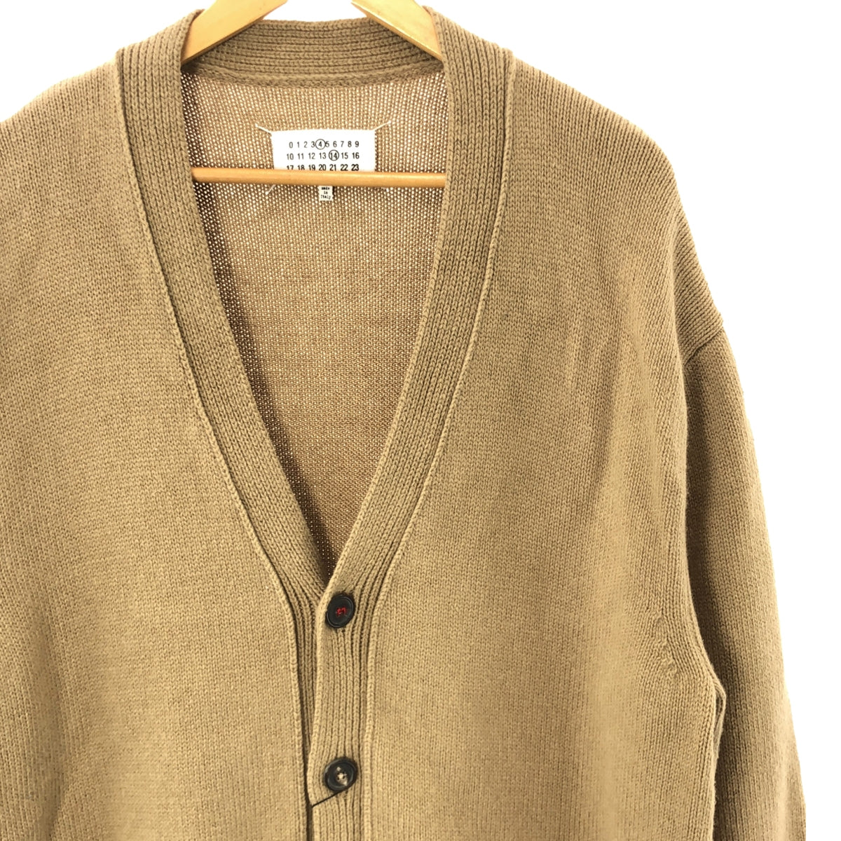 Maison Margiela | 2022秋冬 |羊毛皮革手肘貼片針織開襟衫 | M |米色 |男士