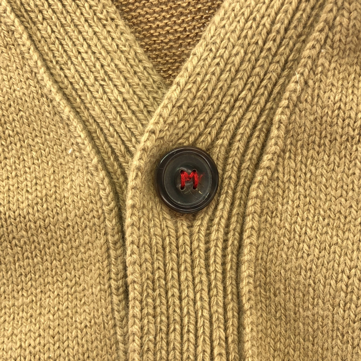 Maison Margiela | 2022秋冬 |羊毛皮革手肘貼片針織開襟衫 | M |米色 |男士