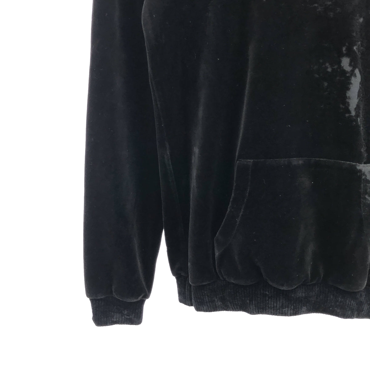 SAINT LAURENT PARIS / 생로랑 파리 | 벨루어 데미지 가공 후디 | XS | 블랙 | 여성