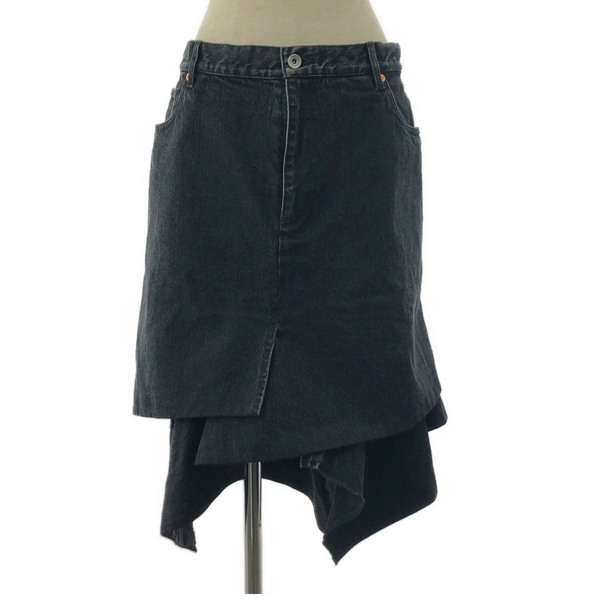 sacai / サカイ | レイヤード デニムスカート | 3 | ブラック | レディース