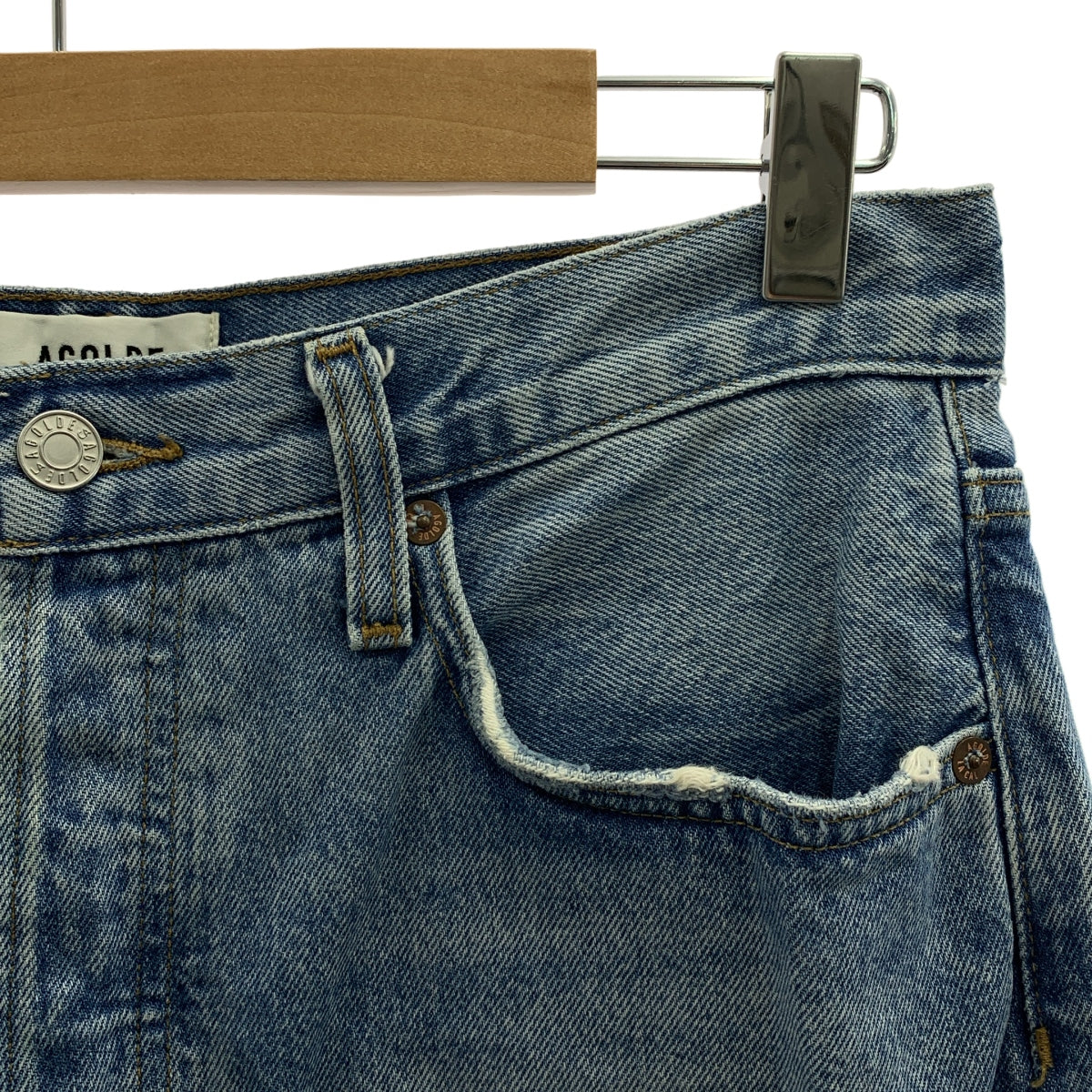 AP STUDIO / エーピーストゥディオ | 2024AW | AGOLDE LOW SLUNG BAGGY IN LIBERTINE / ダメージ加工 デニム ワイドパンツ | インディゴ | レディース