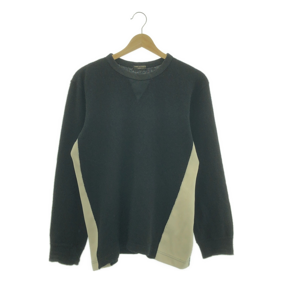 COMME des GARCONS HOMME PLUS / 콤데 갤슨 옴플루스 | 2003AW | 커브 울 축융 다른 소재 전환 하이 게이지 크루 넥 니트 |