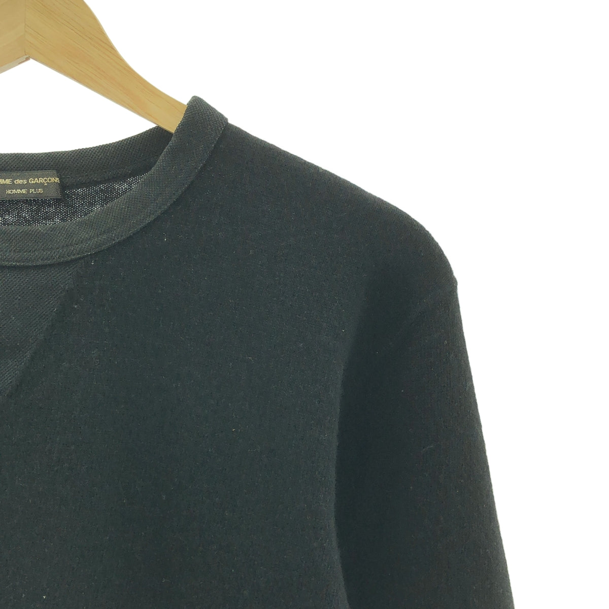 COMME des GARCONS HOMME PLUS / 콤데 갤슨 옴플루스 | 2003AW | 커브 울 축융 다른 소재 전환 하이 게이지 크루 넥 니트 |