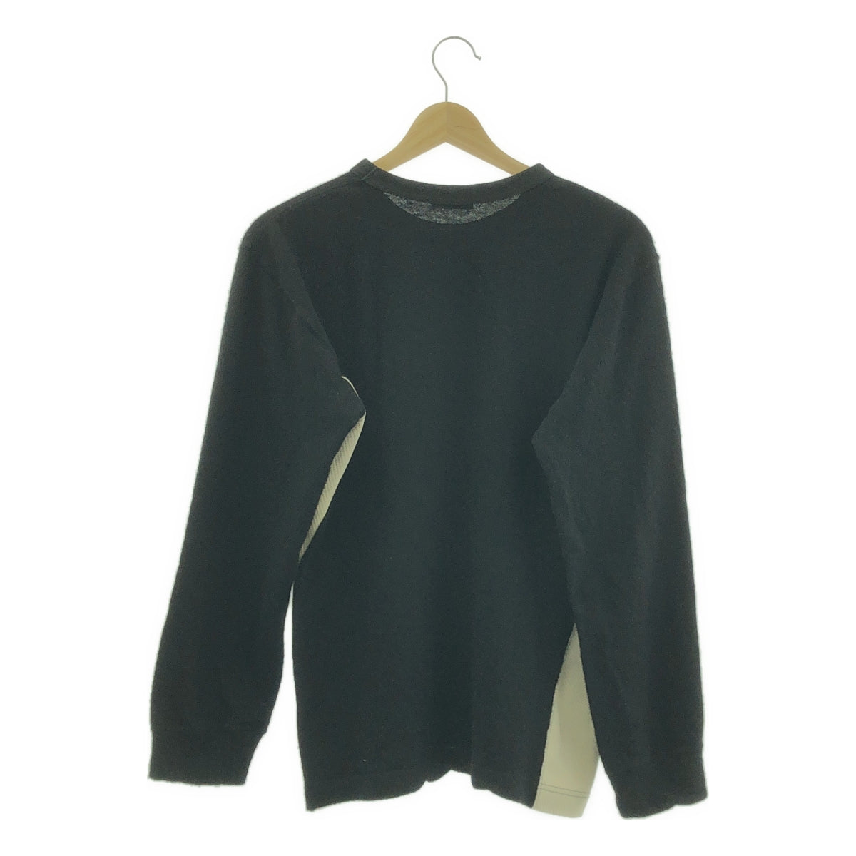 COMME des GARCONS HOMME PLUS / 콤데 갤슨 옴플루스 | 2003AW | 커브 울 축융 다른 소재 전환 하이 게이지 크루 넥 니트 |