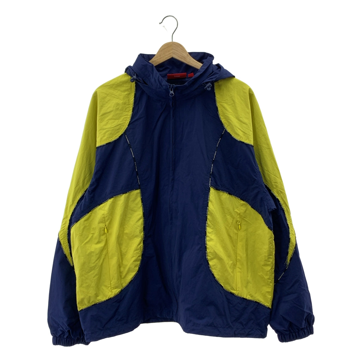 SUPREME / シュプリーム | Logo Piping Hooded Track Jacket ロゴパイピング フーデッド トラックジャケット | L | ネイビー / イエロー | メンズ
