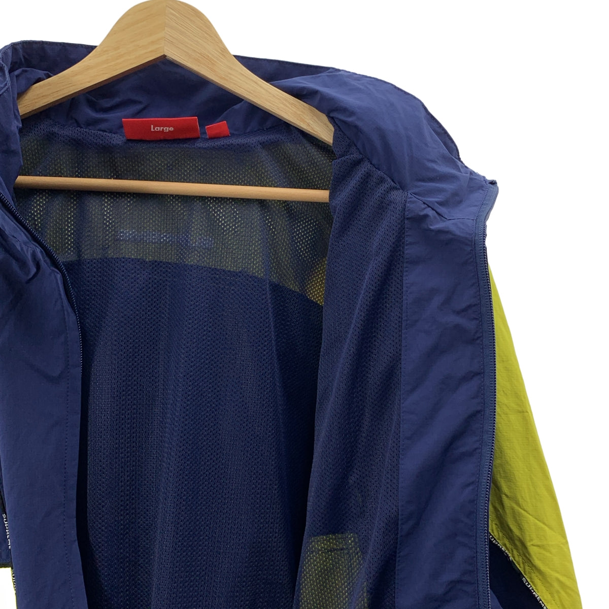 SUPREME / シュプリーム | Logo Piping Hooded Track Jacket ロゴパイピング フーデッド トラックジャケット | L | ネイビー / イエロー | メンズ