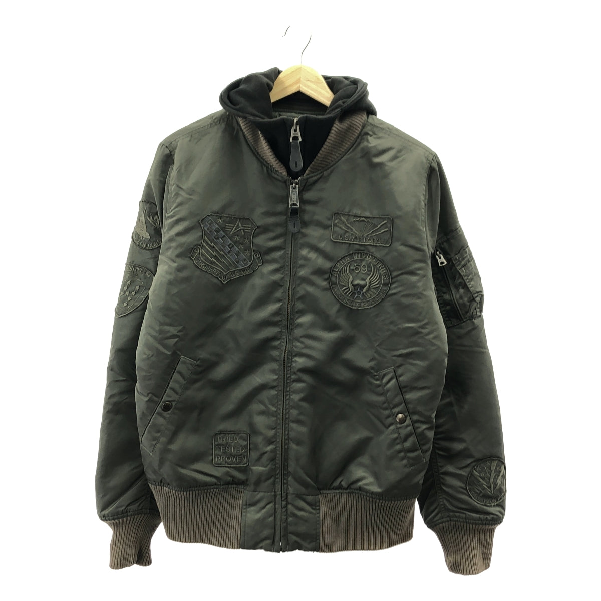 ALPHA INDUSTRIES | 刺繡貼片連帽 MA-1 飛行夾克 | L 碼 | 男款