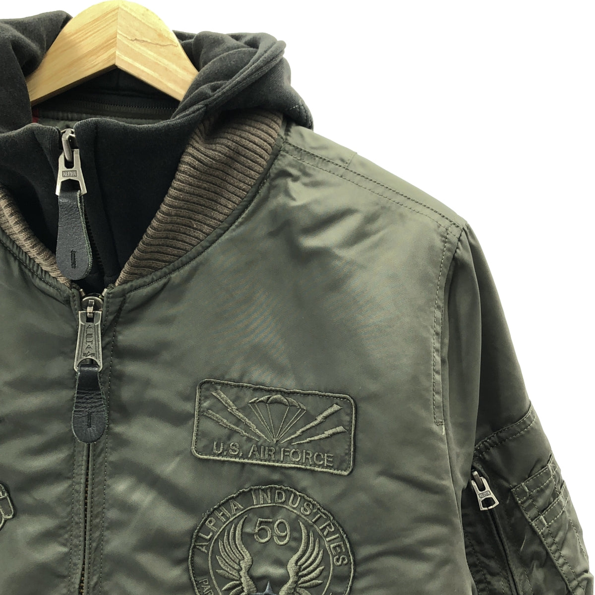 ALPHA INDUSTRIES | 刺繡貼片連帽 MA-1 飛行夾克 | L 碼 | 男款