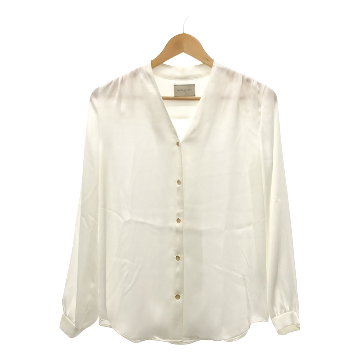 UNITED ARROWS | Satin metal button V-neck blouse | Size 38 | Women's