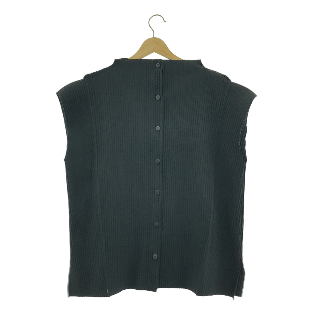 me ISSEY MIYAKE / 미이세이 미야케 | 주름 민소매 블라우스 | F | 블랙 |