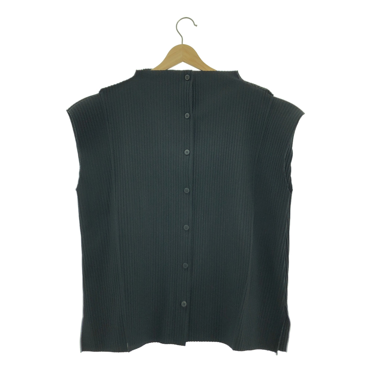 三宅一生 (ISSEY MIYAKE) | 褶皺無袖襯衫 | F 碼 | 黑色 | 女款