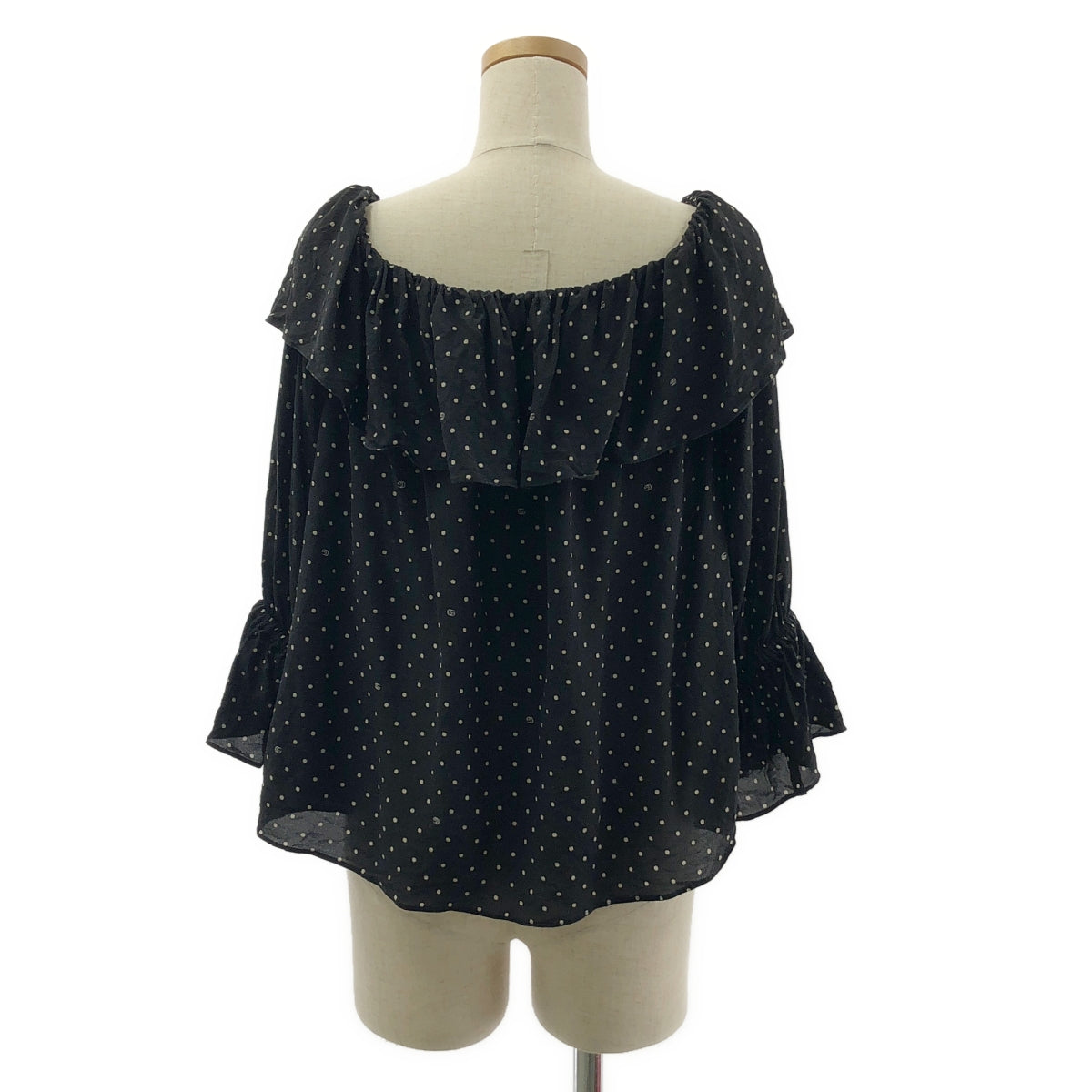 GUCCI / 구찌 | 실크 도트 프릴 블라우스 | 40 |