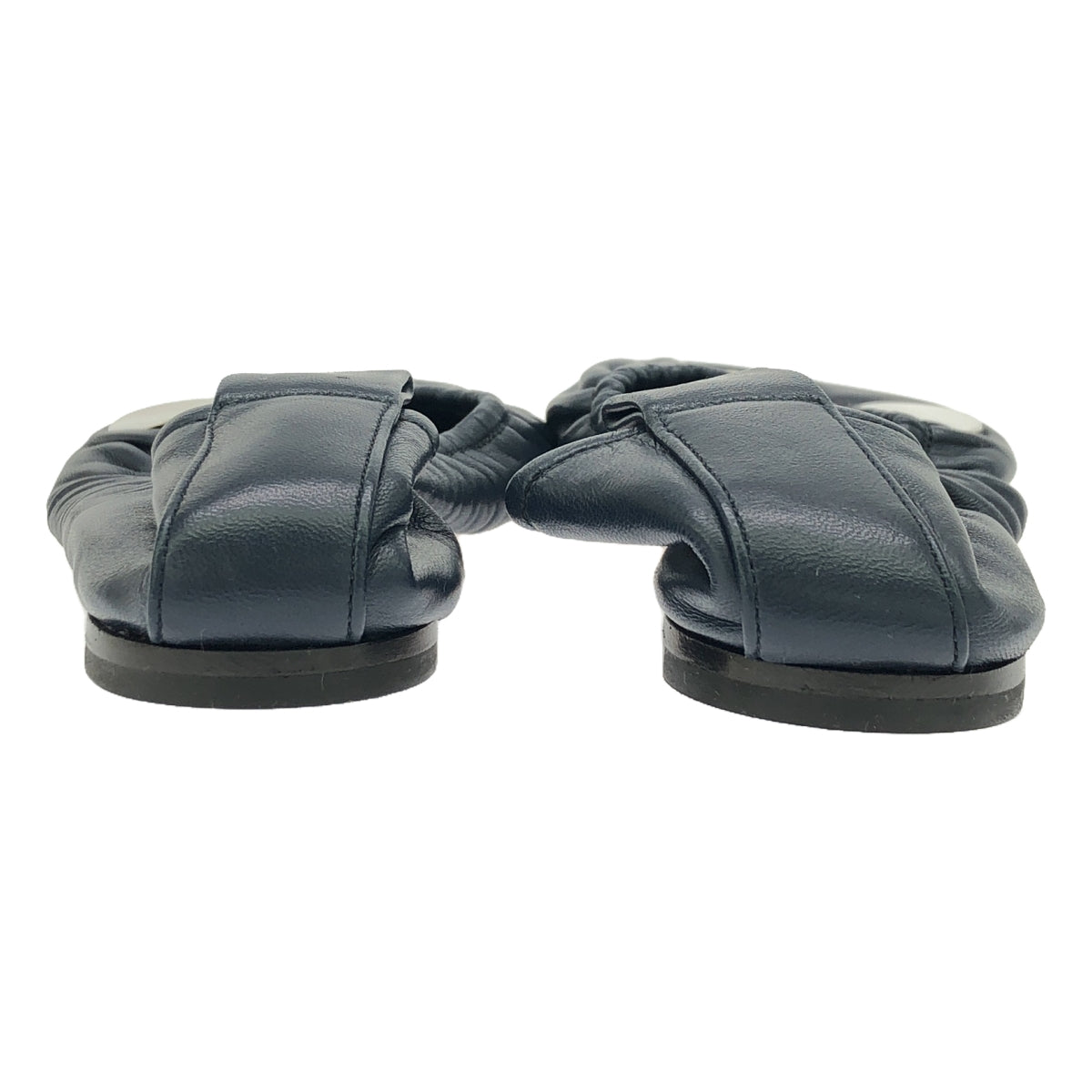 [狀況良好] CELINE | Phoebe 皮革鍍銀平底芭蕾舞鞋 |尺寸 36 1/2 |海軍 |女的