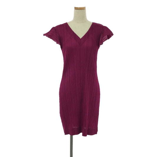 [Good Condition] PLEATS PLEASE ISSEY MIYAKE | Ruffle Shoulder Dress | Size 3 | Purple | Women's