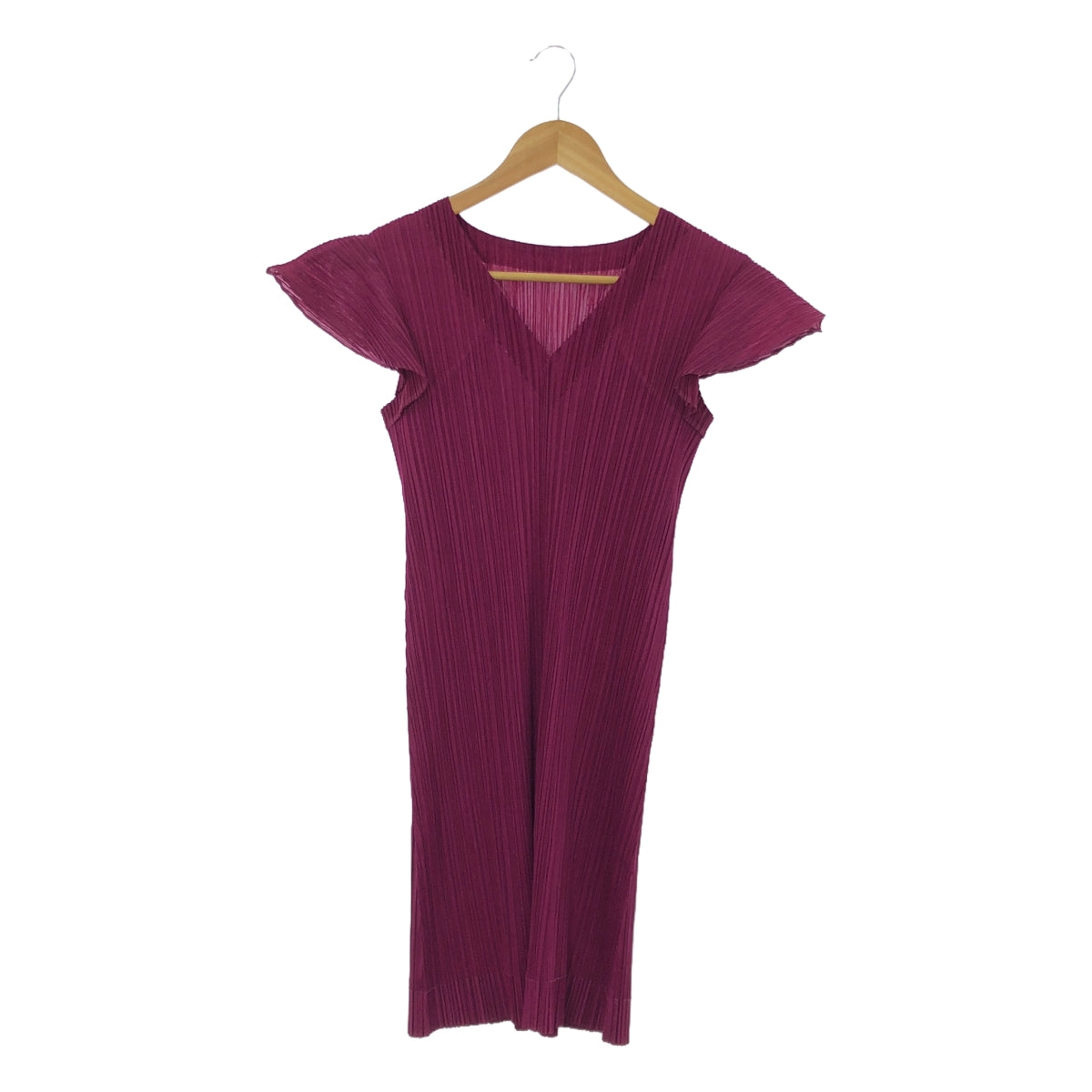 [Good Condition] PLEATS PLEASE ISSEY MIYAKE | Ruffle Shoulder Dress | Size 3 | Purple | Women's