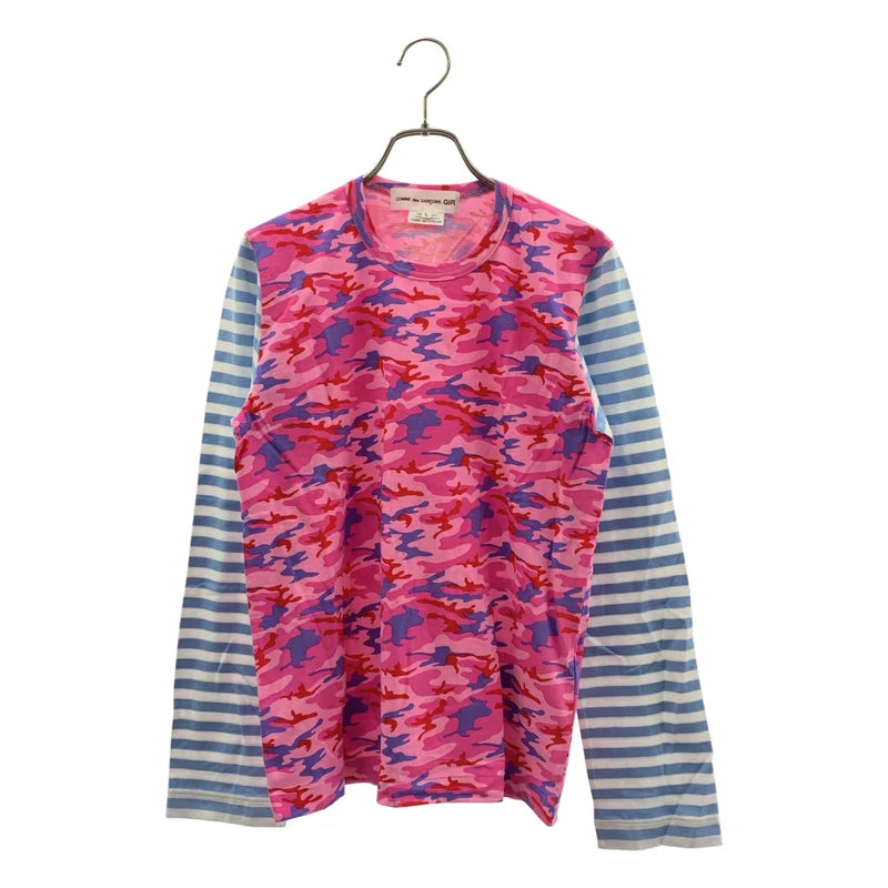 COMME des GARCONS GIRL / コムデギャルソンガール | 2021SS | カモフラ ボーダー切替 クルーネック カットソー | L | レディース