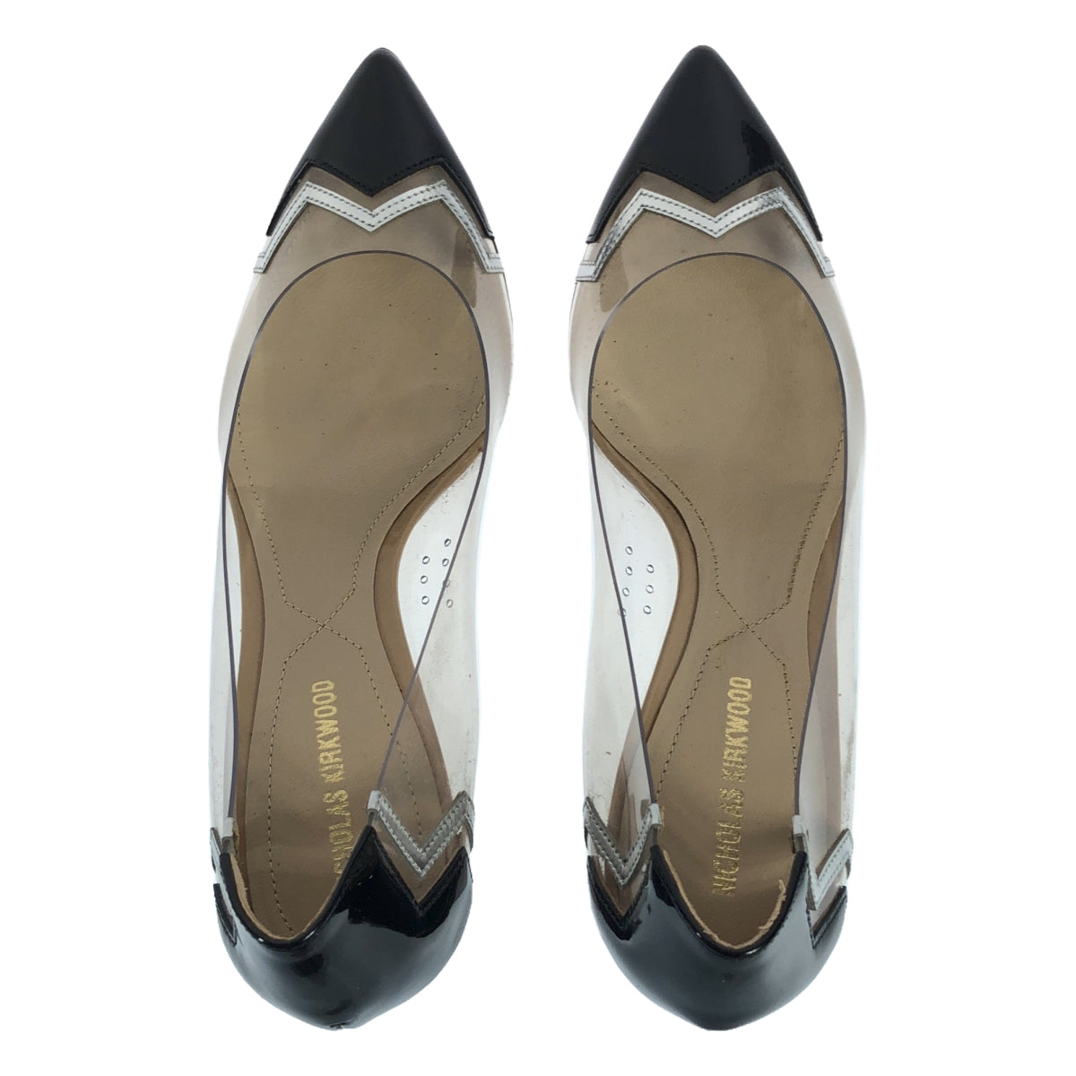 [Beautiful Condition] Nicholas Kirkwood | Patent Leather PVC Metal Heel Pumps | Size 36 | Black/Clear | Women's