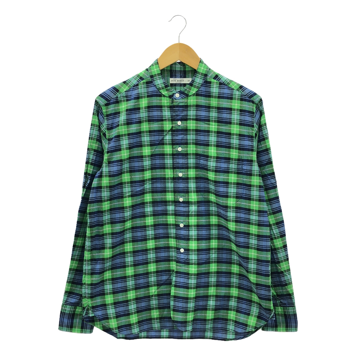 scye basics / Scye Basics | Cotton Check Band Collar Shirt | 36 | Multicolor | Men's