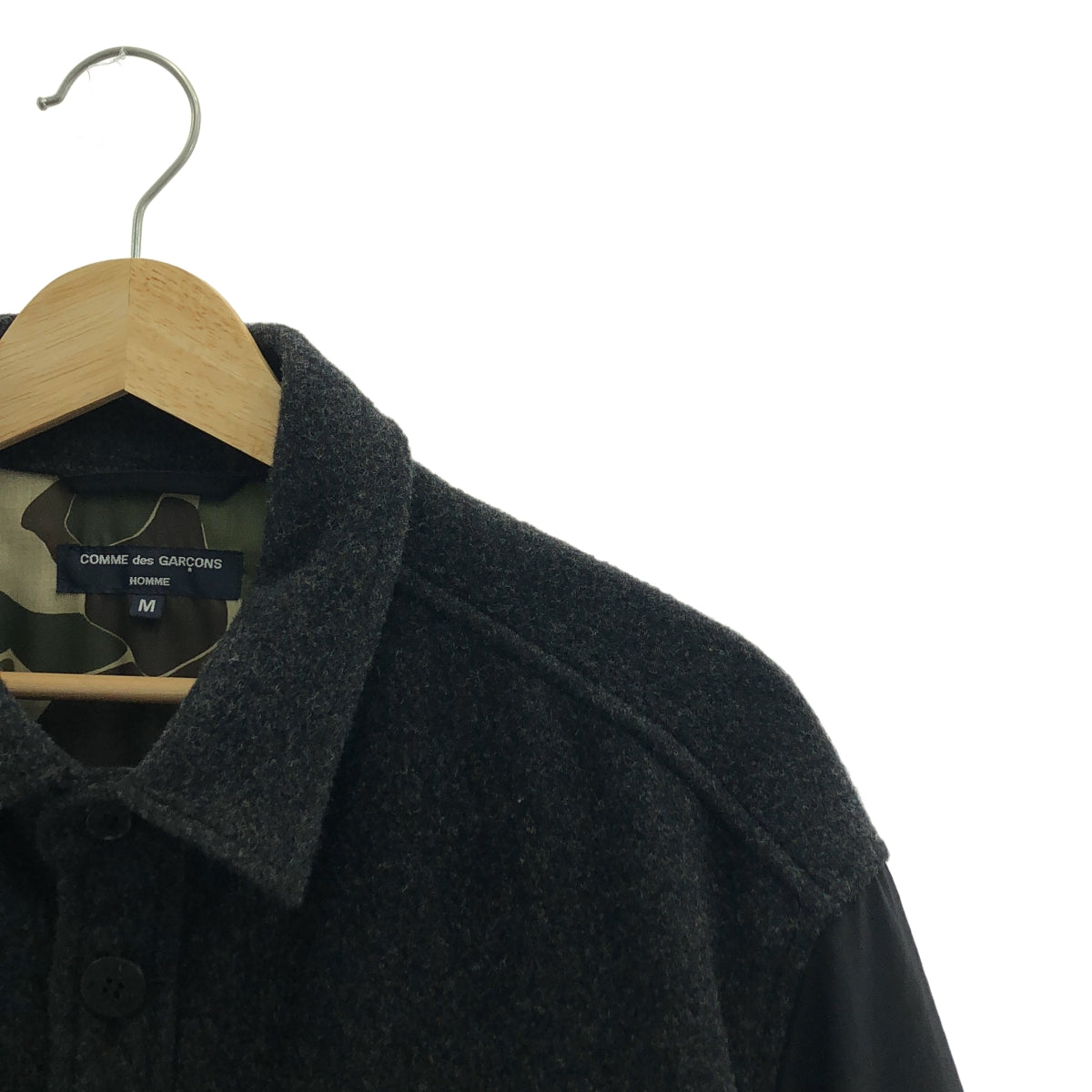 [近新] COMME des GARÇONS HOMME | 2023 秋冬 | 羊毛、尼龍、海狸皮、防撕裂 CPO 外套 | M 碼 | 黑色 | 男款