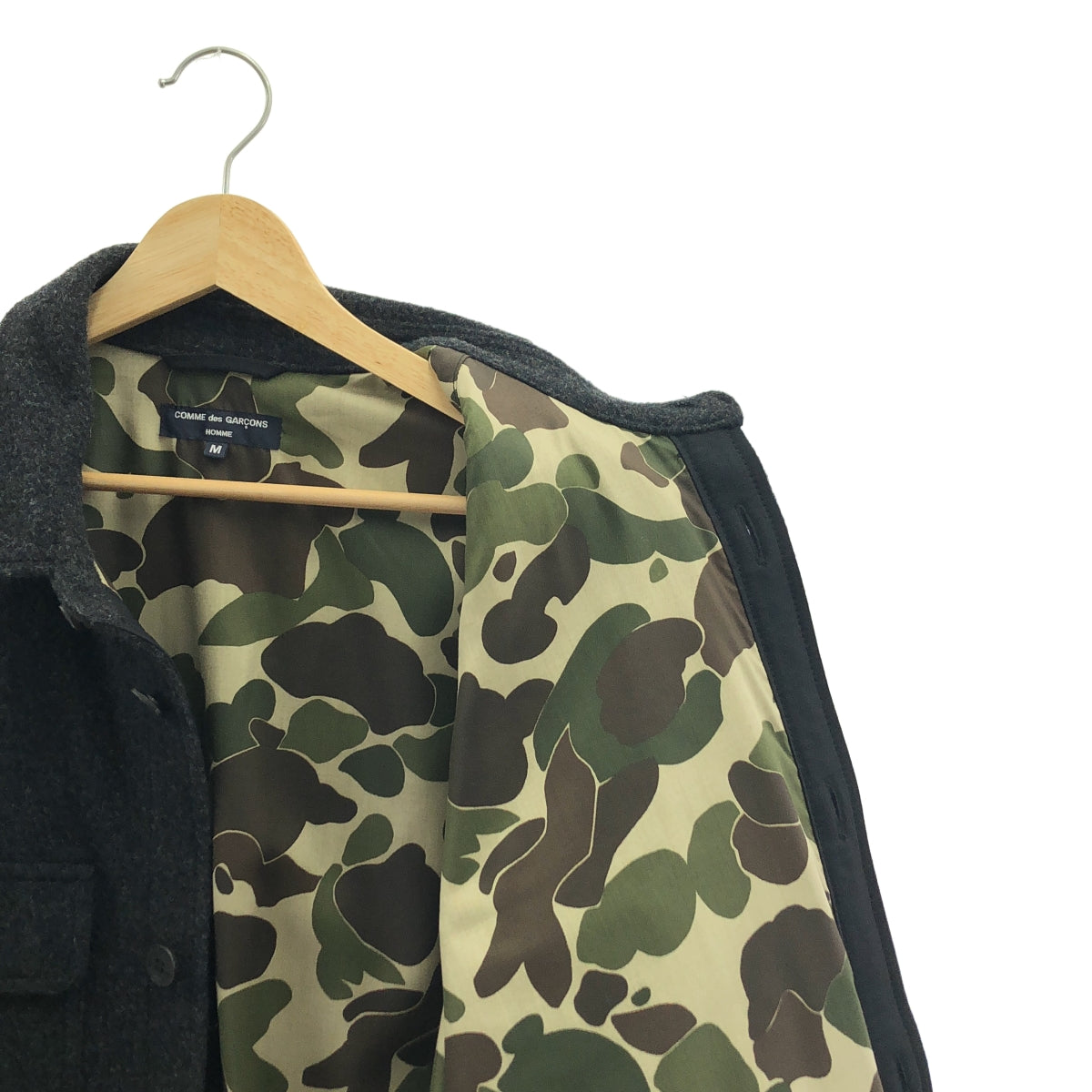 [近新] COMME des GARÇONS HOMME | 2023 秋冬 | 羊毛、尼龍、海狸皮、防撕裂 CPO 外套 | M 碼 | 黑色 | 男款