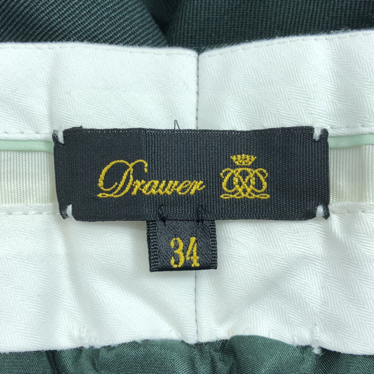 Drawer / ドゥロワー | ウール ジップフライ センタープレス スラックス パンツ | 34 | グリーン | レディース