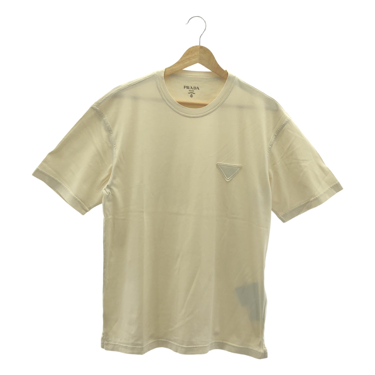 [狀況良好] PRADA | 2022 年 |三角形標誌圓領棉質T卹 | S |米色 |男士