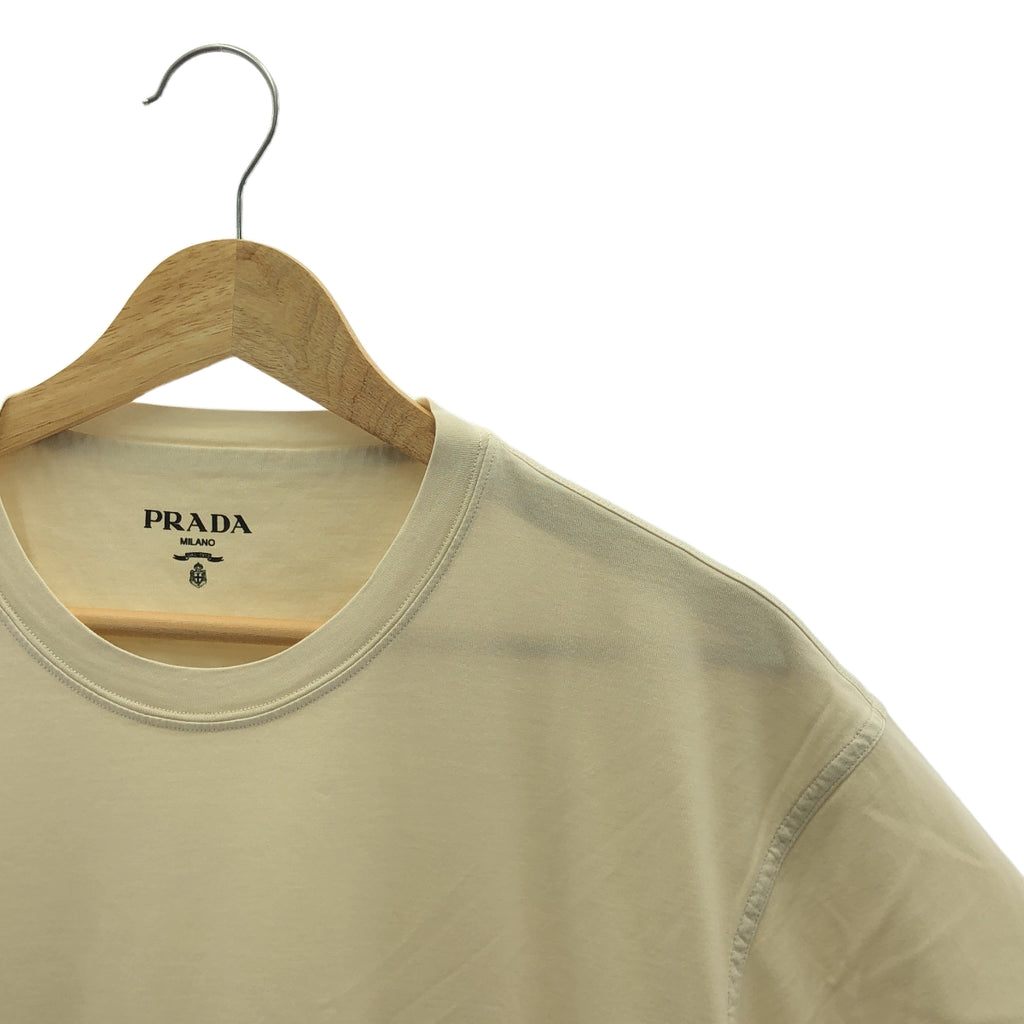[狀況良好] PRADA | 2022 年 |三角形標誌圓領棉質T卹 | S |米色 |男士