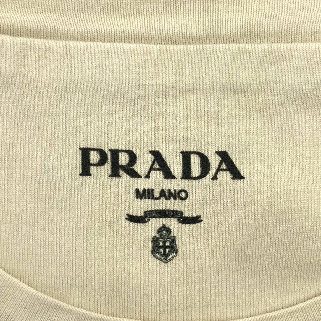 [狀況良好] PRADA | 2022 年 |三角形標誌圓領棉質T卹 | S |米色 |男士