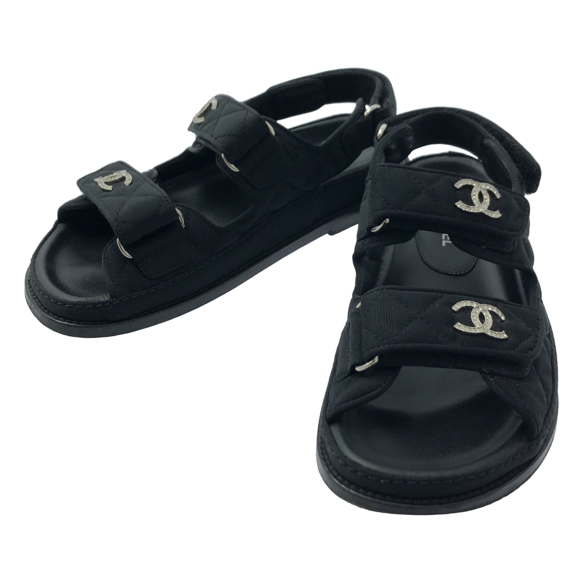 CHANEL / シャネル | G31841 / ビジュー ココマーク キルティング フットベッド ベルクロサンダル | 35 1/2 | レディース