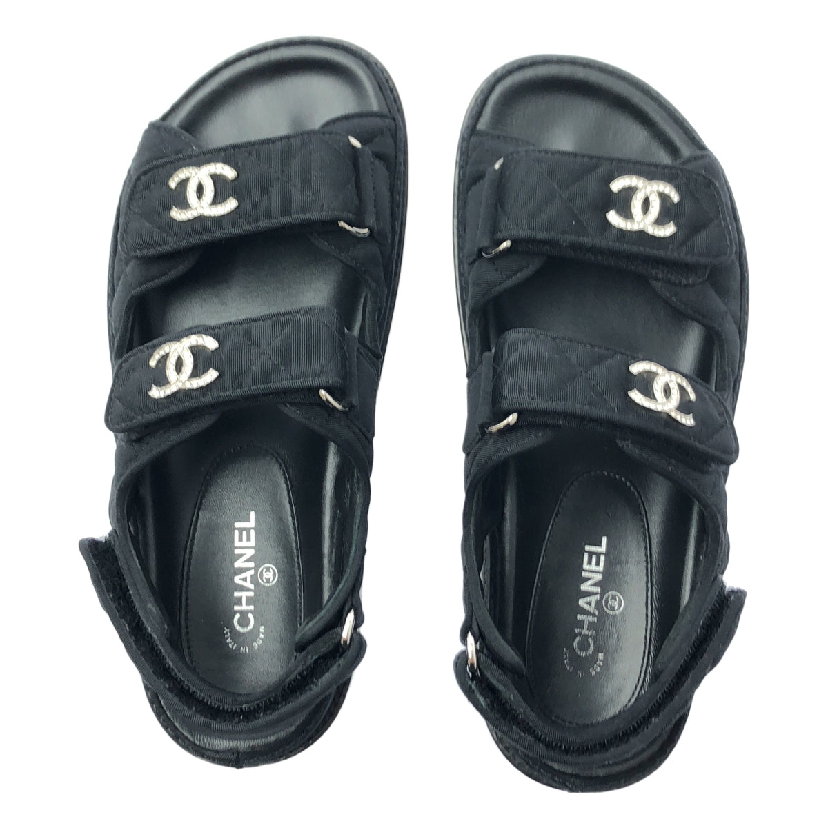 CHANEL / シャネル | G31841 / ビジュー ココマーク キルティング フットベッド ベルクロサンダル | 35 1/2 | レディース
