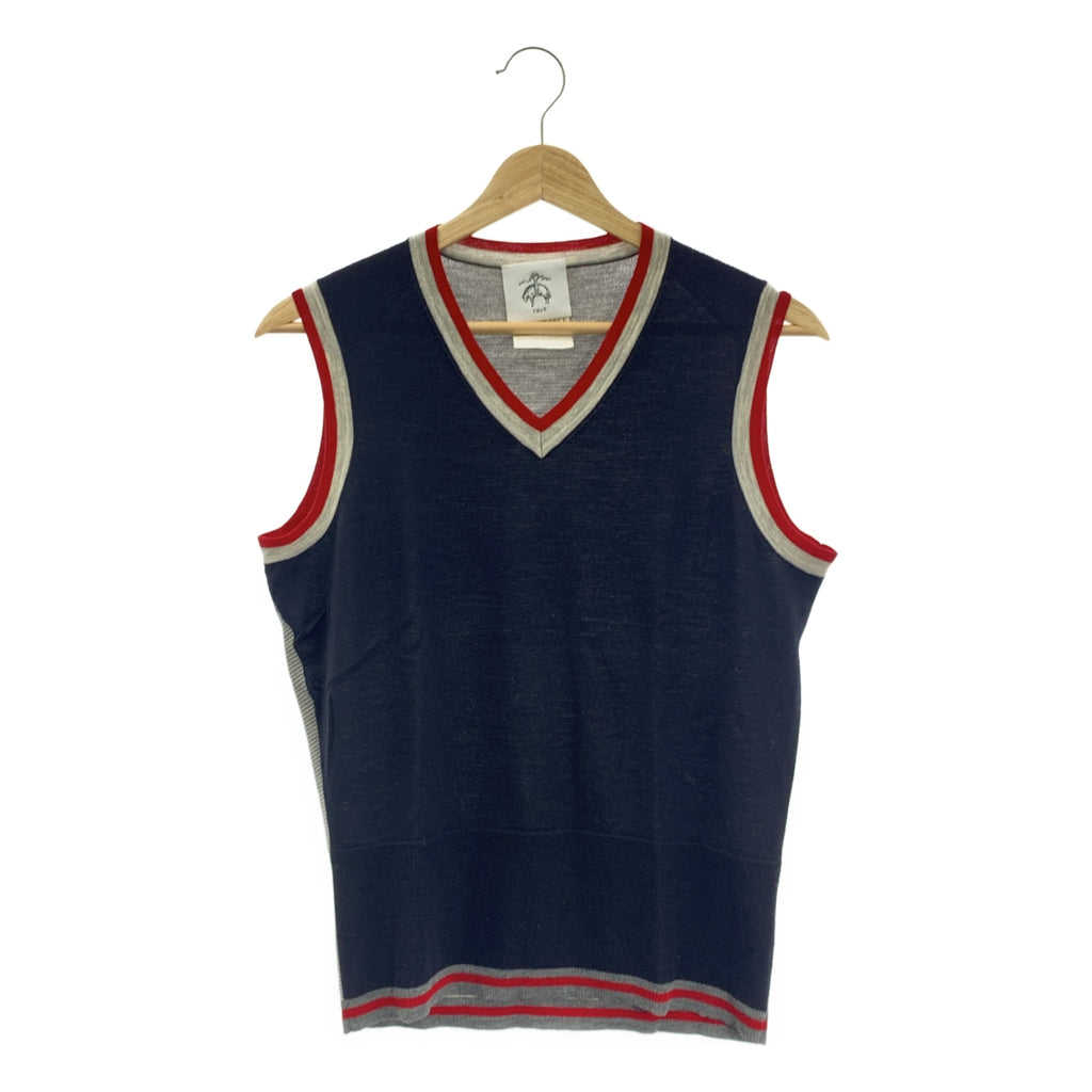 BLACK FLEECE BY Brooks Brothers / ブラックフリースバイブルックブラザーズ | ウール ボーダー切替 Vネック ニットベスト | BB0 | ブラック / グレー | メンズ