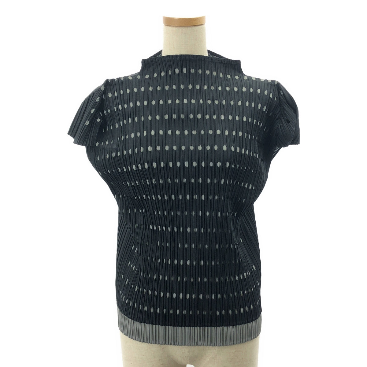 PLEATS PLEASE ISSEY MIYAKE / プリーツプリーズイッセイミヤケ | ドット カッティング レイヤード プリーツ カットソー | 4 | ブラック / グレー | レディース
