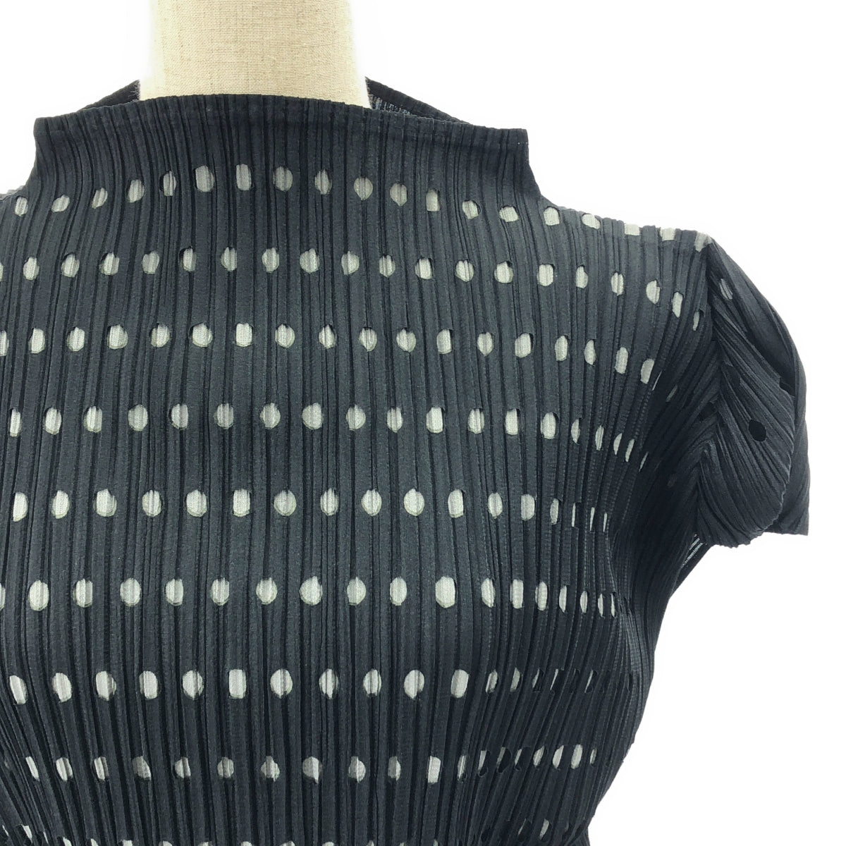 PLEATS PLEASE ISSEY MIYAKE / プリーツプリーズイッセイミヤケ | ドット カッティング レイヤード プリーツ カットソー | 4 | ブラック / グレー | レディース