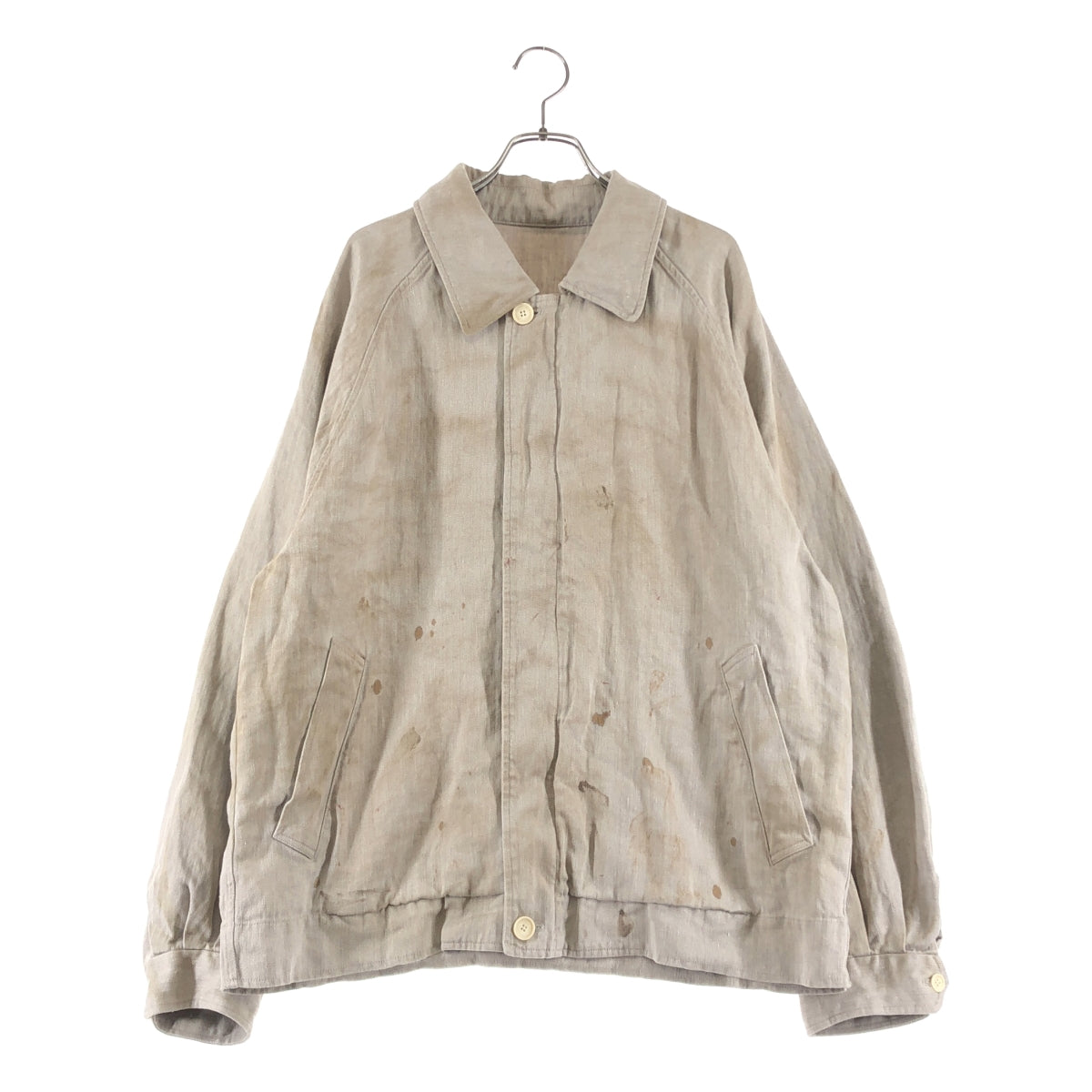 stein / シュタイン | 2025AW | HEAVY LINEN HERRINGBONE ZIP JACKET / ヨーロッパリネン ダメージ加工 ジップ ジャケット | S | メンズ