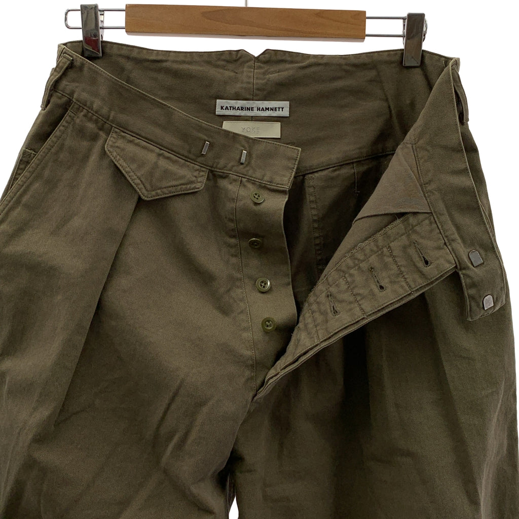 YOKE / ヨーク | "KATHARINE HAMNETT" Organic Cotton Wide-leg Work Pants ワイドパンツ | カーキ | メンズ