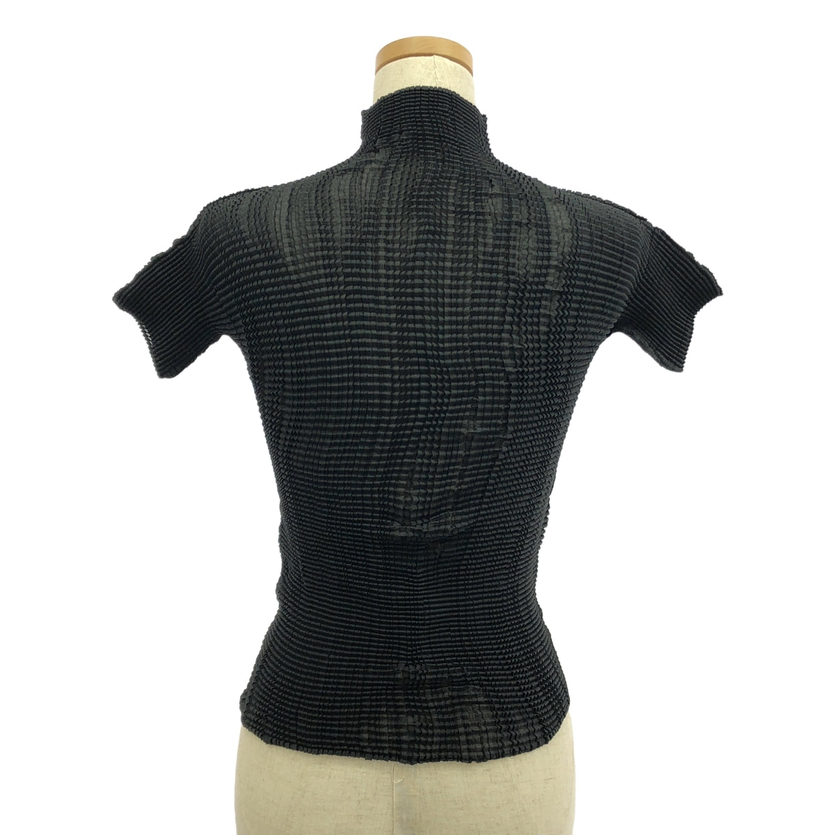[Good Condition] ISSEY MIYAKE | Pleated High Neck Pullover Cut and Sewn T-Shirt | M | Black | Women's