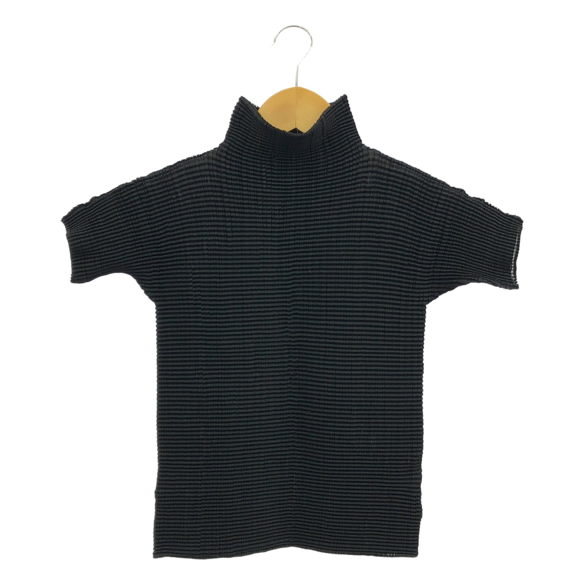 [Good Condition] ISSEY MIYAKE | Pleated High Neck Pullover Cut and Sewn T-Shirt | M | Black | Women's