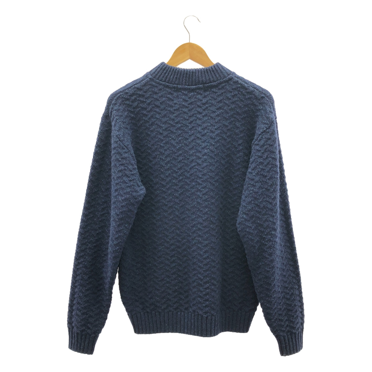 CALEE / キャリー | HENLEY NECK HERRINGBONE KNIT SWEATER シェットランドウール ヘンリーネック ヘリンボーン ニット セーター | L | ネイビー | メンズ