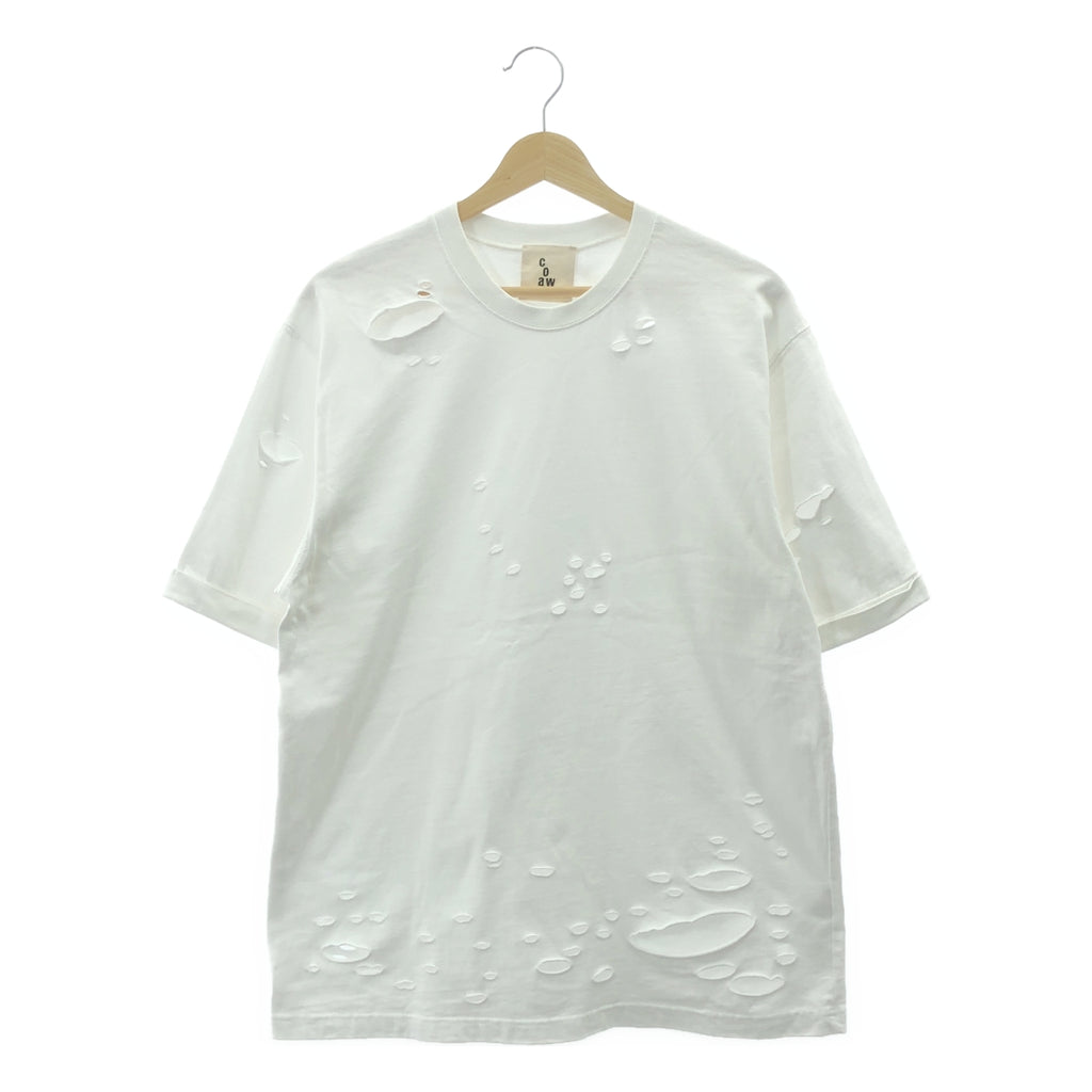 coaw / 코어 | 2023AW | damage tee 데미지 가공 코튼 티셔츠 | F | 화이트 | 여성