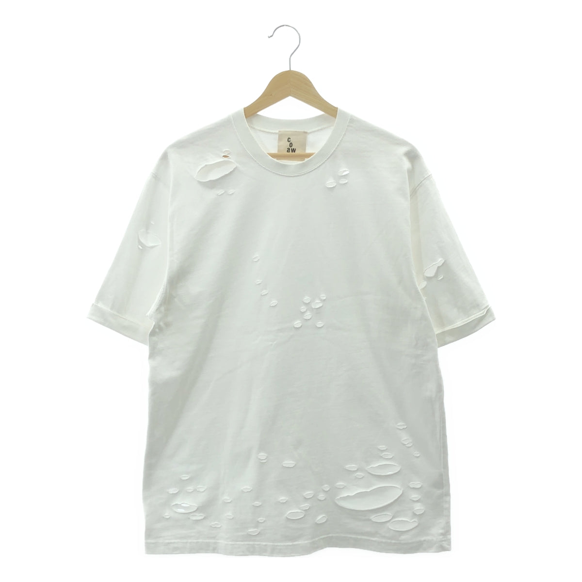 coaw / コア | 2023AW | damage tee ダメージ加工 コットン Tシャツ | F | ホワイト | レディース