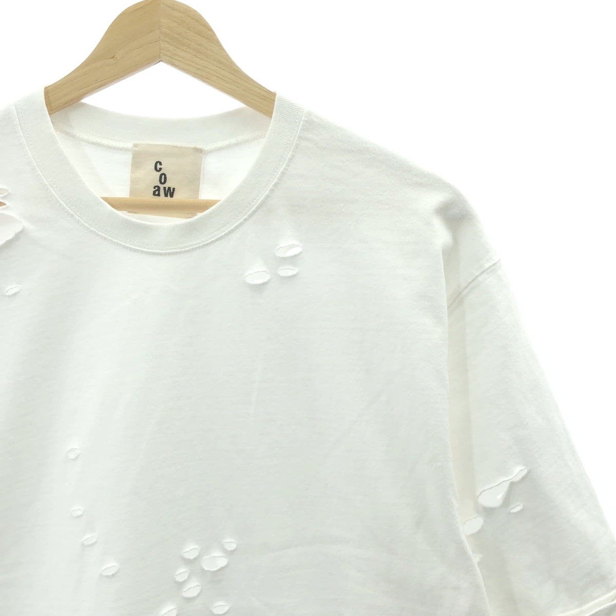 coaw / コア | 2023AW | damage tee ダメージ加工 コットン Tシャツ | F | ホワイト | レディース