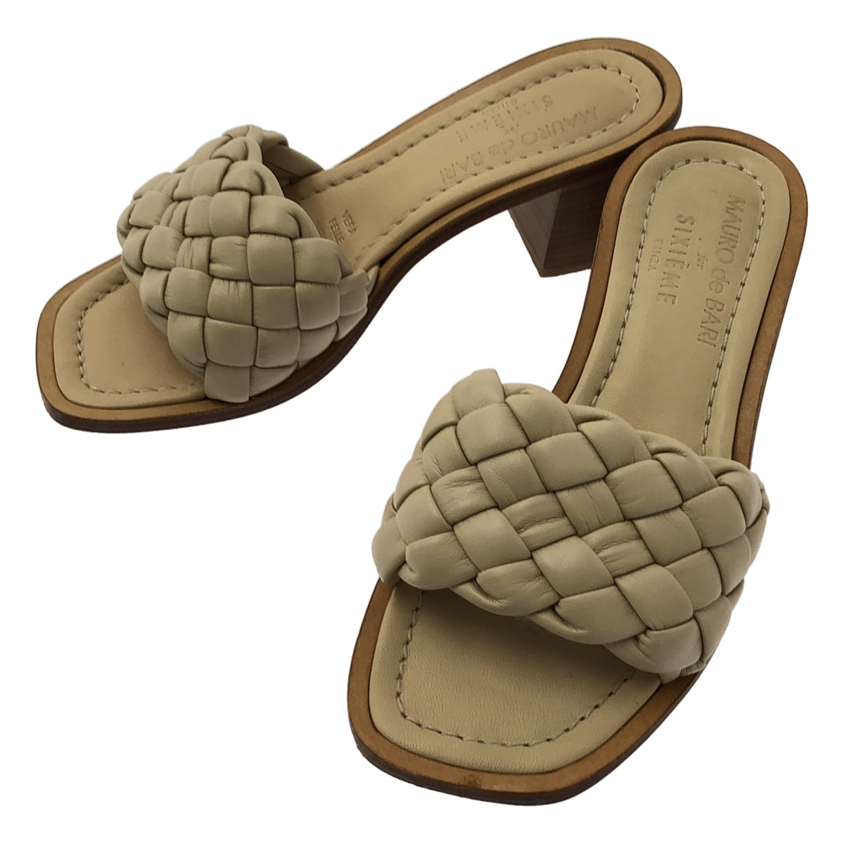 MAURO de BARI | 編織皮革穆勒涼鞋 | 尺寸 37 | 米色 | 女款