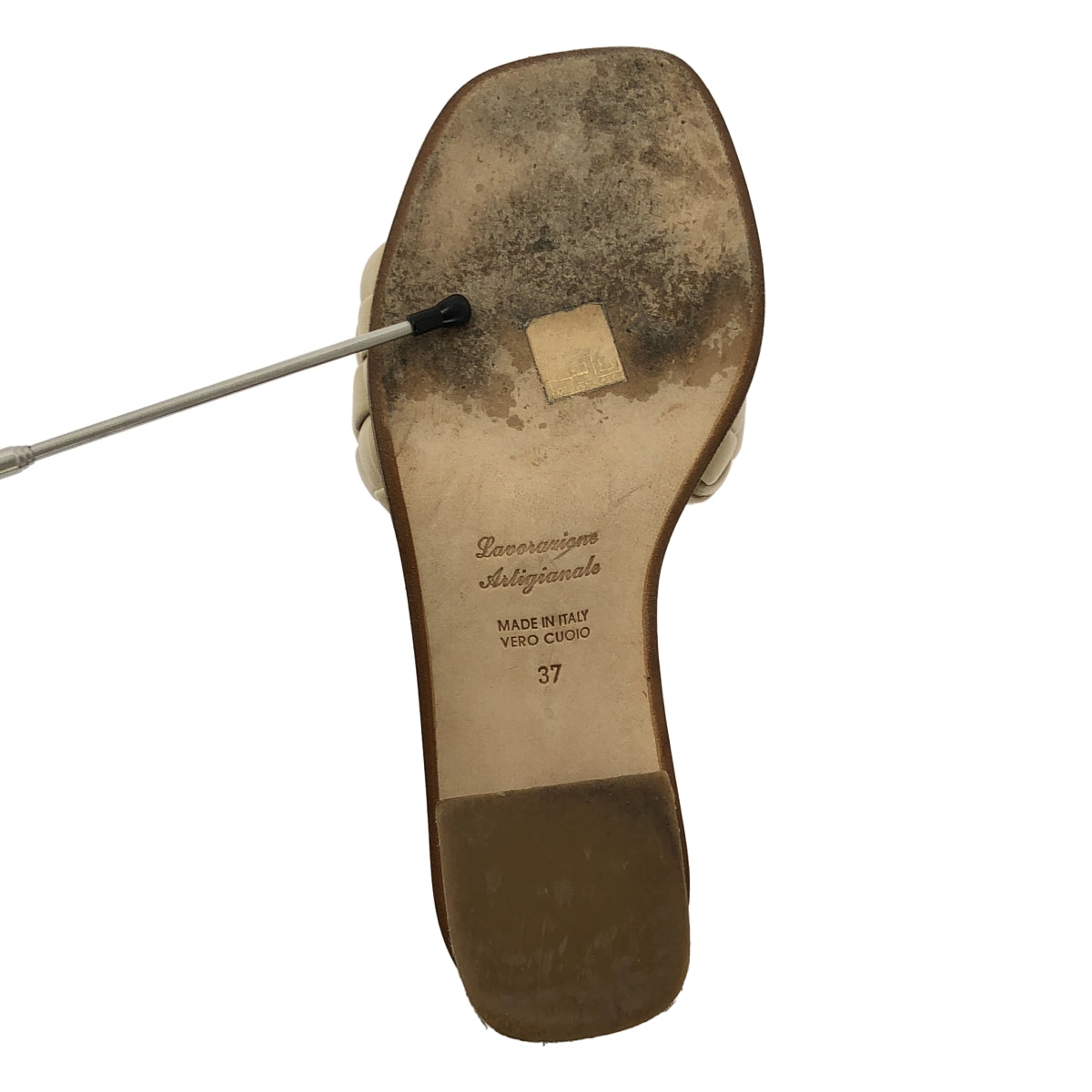 MAURO de BARI | 編織皮革穆勒涼鞋 | 尺寸 37 | 米色 | 女款