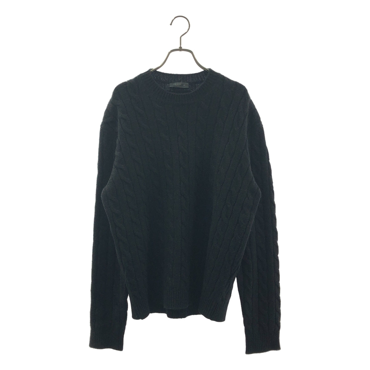 PRADA / 프라다 | 2022AW | 트라이앵글 로고 울 케이블 라메 크루넥 니트 | 48 | 남성